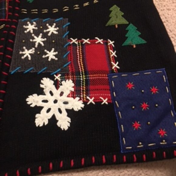 Vintage Christmas Sweater Zip-Up Vest by Planet & Co.   Size Large - Picture 4 of 14